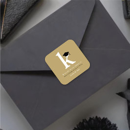 Einfache Klassik Grad Monogramm Moderne Graduierun Quadratischer Aufkleber
