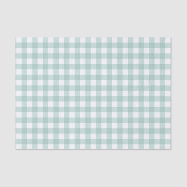 Einfache Klassik Sage Green Gingham Karo Pattern Seidenpapier (Vorderseite)