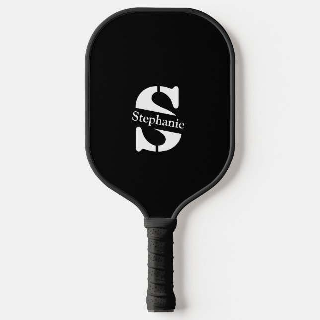 Einfache klassische Berufliche Monogramm und Name Pickleball Schläger (Vorderseite)