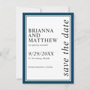 Einfache klassische blaue Hochzeit für die Marine Save The Date