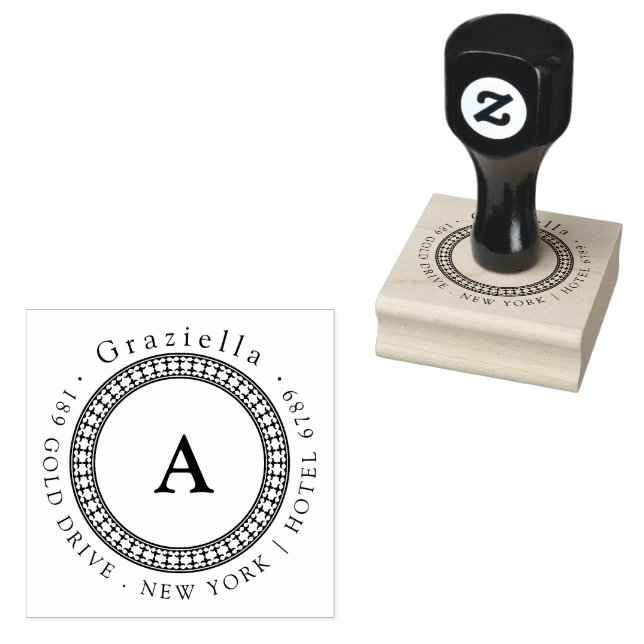Einfache klassische Circle Monogram Rücksendeadres Gummistempel (Stempel)