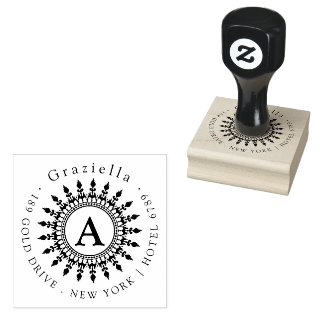 Einfache klassische Circle Monogram Rücksendeadres Gummistempel (Stempel)