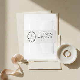 Einfache klassische Crest-Monogramm-Hochzeit aus E Einladungsbanderole