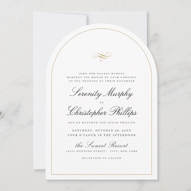 Einfache klassische Elegance Script-Hochzeit Einladung (Vorderseite)