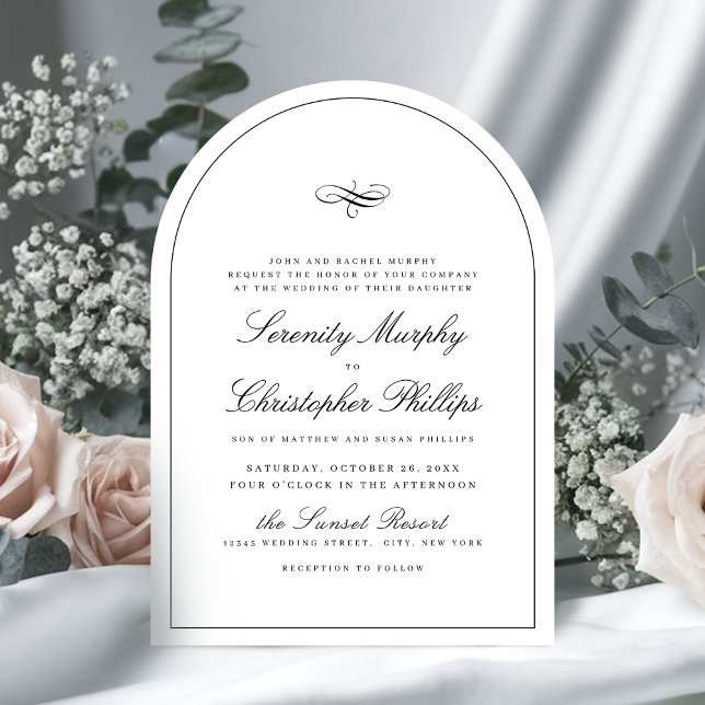 Einfache klassische Elegance Script-Hochzeit Einladung (Simple Classic Elegance Script Arch Wedding Invitation)