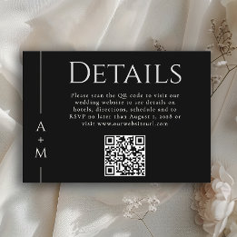 Einfache klassische Elegant-Monogramm-Details QR-C Begleitkarte