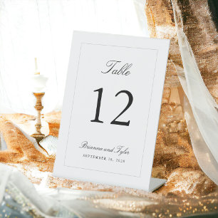 Einfache klassische Elegante Hochzeiten Tischnumme Sockelschild