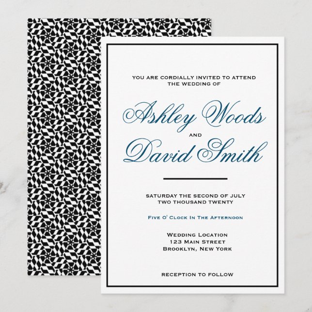 Einfache klassische Elegantenschrift Einladung (Vorne/Hinten)