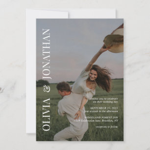Einfache klassische Foto-Hochzeit Einladung