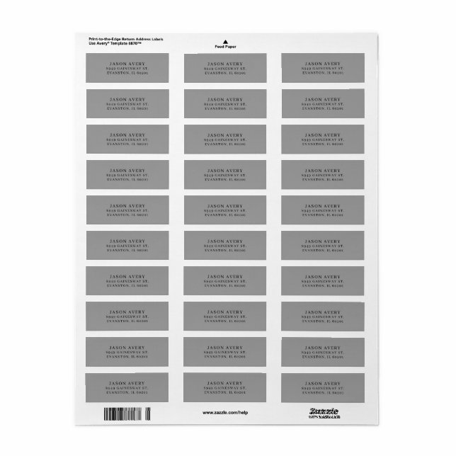 Einfache klassische graue Rücksendeadresse Textbas (Vorne)