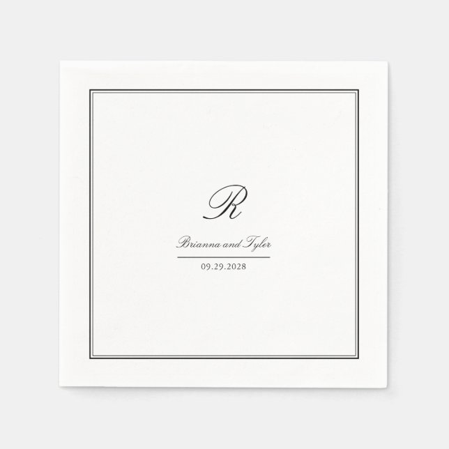 Einfache klassische Hochzeitmonogramm Serviette (Vorderseite)