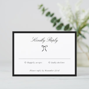Einfache klassische Hochzeits-Schleife RSVP Karte
