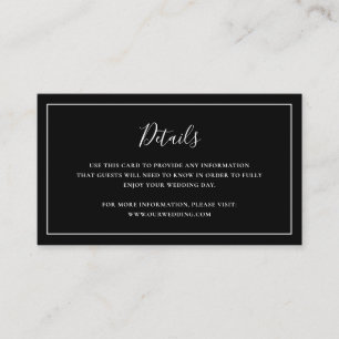 Einfache klassische klassische Schwarze Hochzeit Begleitkarte