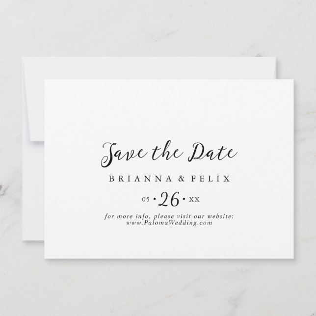 Einfache klassische Kraft-Horizontale Hochzeit Save The Date (Vorderseite)