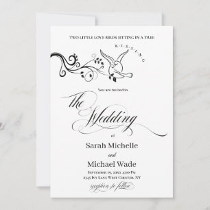 Einfache klassische Liebesvögel Hochzeitseinladung Einladung