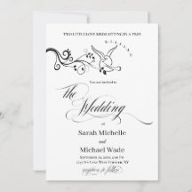 Einfache klassische Liebesvögel Hochzeitseinladung