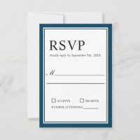 Einfache klassische Marine und White Wedding RSVP