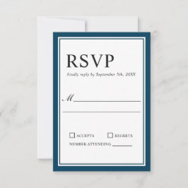 Einfache klassische Marine und White Wedding RSVP