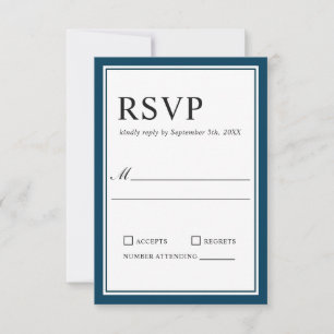 Einfache klassische Marine und White Wedding RSVP