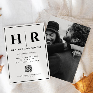Einfache klassische Minimal-QR-Code für das Hochze Save The Date