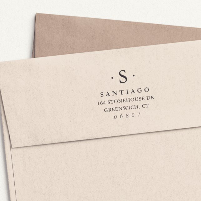 Einfache klassische Monogramm-Rücksendeadresse Permastempel (Von Creator hochgeladen)