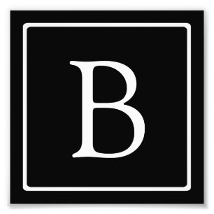 Einfache klassische Monogramm   Schwarz mit weißem Fotodruck