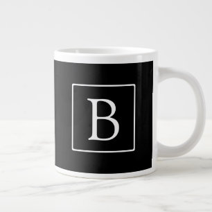 Einfache klassische Monogramm   Schwarz mit weißem Jumbo-Tasse