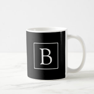 Einfache klassische Monogramm Schwarz mit weißem Kaffeetasse