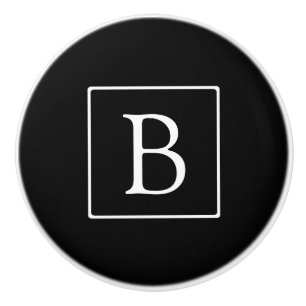 Einfache klassische Monogramm Schwarz mit weißem Keramikknauf