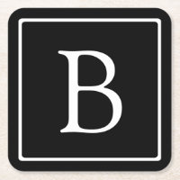 Einfache klassische Monogramm | Schwarz mit weißem