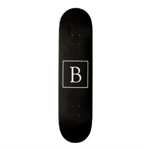 Einfache klassische Monogramm   Schwarz mit weißem Skateboard