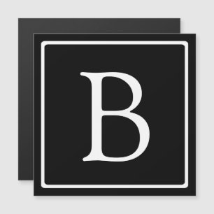 Einfache klassische Monogramm   Schwarz-Weiß-Magne Magneteinladung