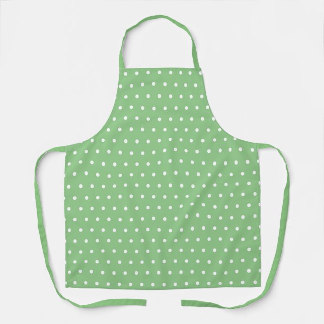 Einfache klassische Polka Dots leicht grün und wei Schürze (Vorderseite)