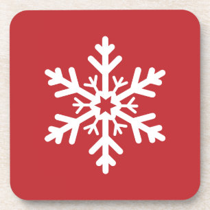 Einfache klassische Rot-Weiß-Weihnachtsschneefloc Getränkeuntersetzer