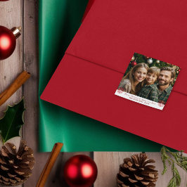 Einfache klassische Rote Schneeflocken - ein Foto Quadratischer Aufkleber