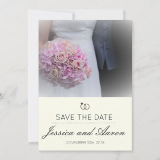 Einfache klassische Save the Date Note Elfenbeinhi