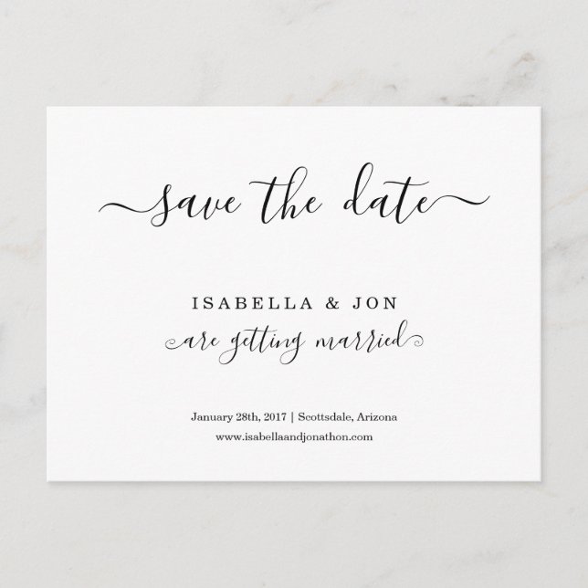 Einfache klassische Save the Date Postkarte für Ho (Vorderseite)