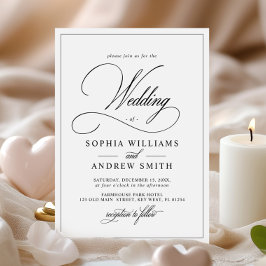 Einfache klassische Schwarz-Weiß-Hochzeit Einladung