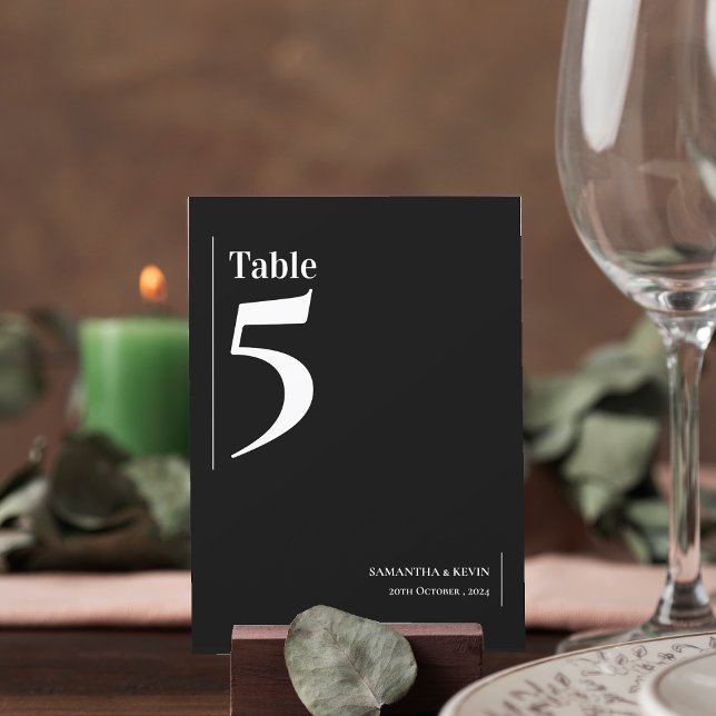 Einfache klassische Schwarz-weiße Hochzeitsstimmun Dankeskarte (Simple Classic Black White Wedding Table Number)