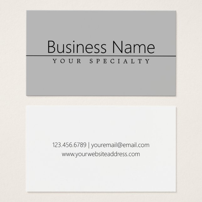 Einfache klassische schwarze Schrift auf Grau (Vorne & Hinten)