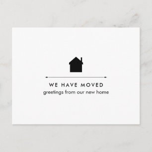 Einfache klassische Schwarzweiss-neue Adresse des Ankündigungspostkarte