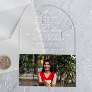 Einfache klassische Script XV Foto Quinceañera Acryleinladungen