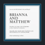 Einfache klassische Square Navy und White Wedding Einladung<br><div class="desc">Einfach und geschmackvoll, dieses quadratische Hochzeitseinladungs-Design hat einen marineblau blauen Doppelrahmen mit weißem Hintergrund. Die Textpaarungen sind elegant und knackig, wobei die Braut- und Bräutigam-Namen hervorgehoben werden, die in Großdruck erscheinen. Das Farbschema ist eine wunderbare Wahl für Hochzeiten oder Hochzeiten in Urlaubsort an der Küste sowie für andere ausgewählte Orte....</div>