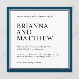 Einfache klassische Square Navy und White Wedding Einladung