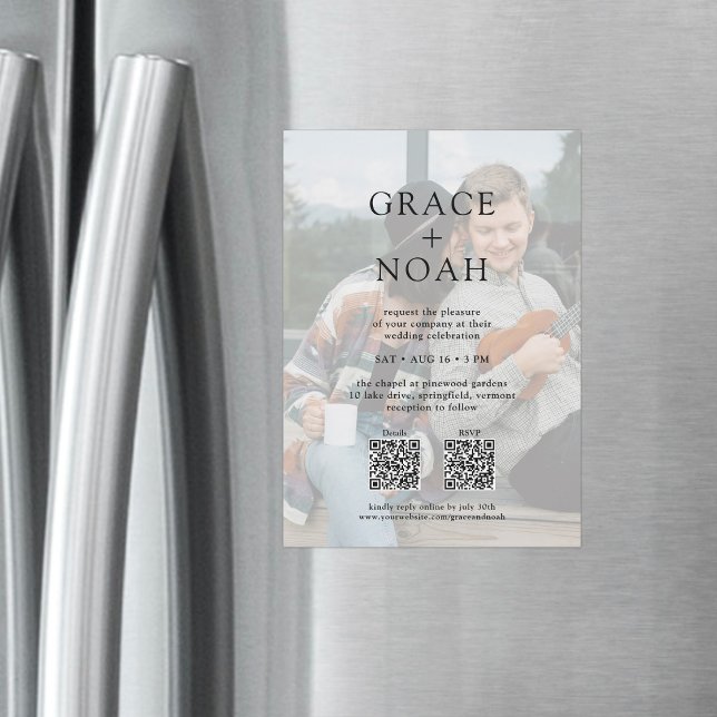 Einfache klassische Typografie 2 Foto QR UAWG Wedd Magneteinladung (Von Creator hochgeladen)