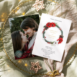 Einfache klassische Weihnachtsfeier Foto Hochzeit Einladung