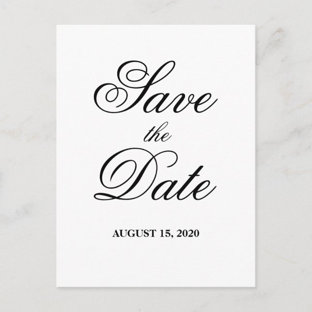 Einfache klassische weiße und schwarze Hochzeit Si Postkarte (Vorderseite)