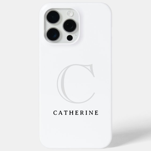 Einfache klassische White Script Monogram Case-Mat Case-Mate iPhone Hülle (Rückseite)