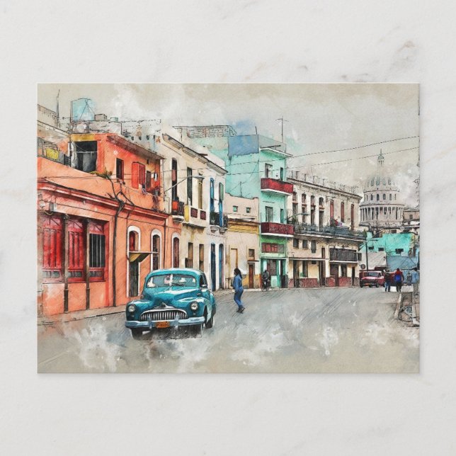 Einfache kleine Stadt Postkarte (Vorderseite)