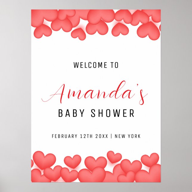 Einfache, kleine Sweetheart Babydusche Empfang Poster (Vorne)